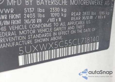 2012 BMW X3 xDrive28I from USA, damaged, VIN 5UXWX5C55CL718140